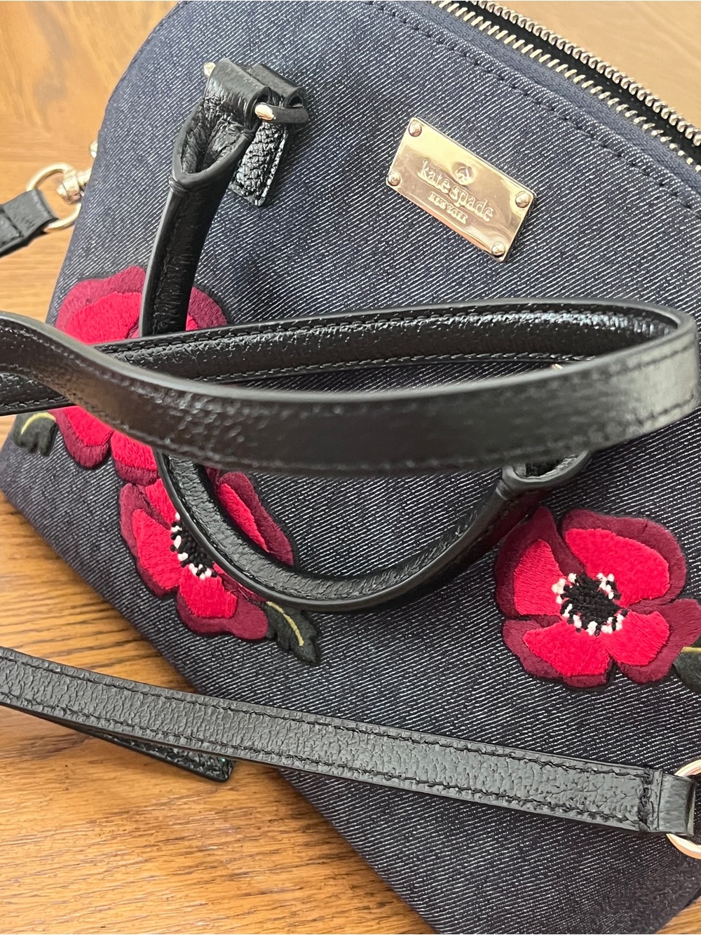 kate spade Grove Street Carli Poppy Denim Satchel Crossbody - Picture 3 of 12